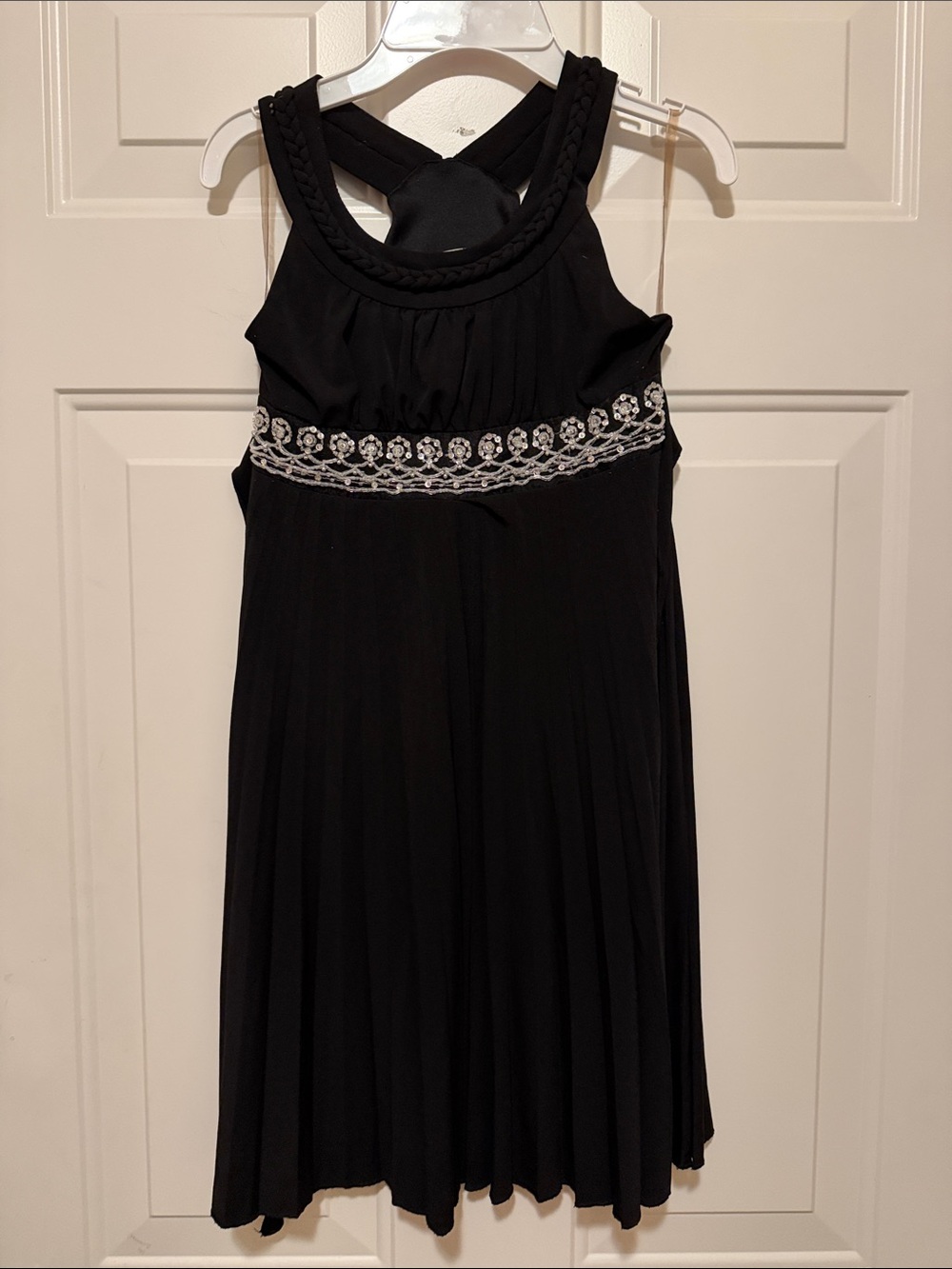 Speechless Black One-Shoulder Dress with Silver Embellished Waist